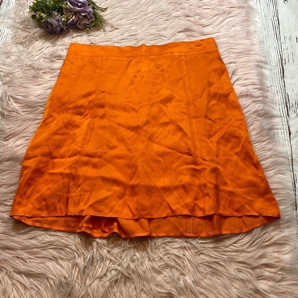 Nation LTD Birdie Flirty Orange Satin Skirt sz S - Picture 1 of 9